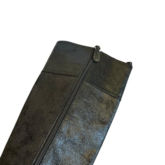 Tory Burch Kiernan Black Caviar Tumbled Leather Tall Riding Boots Size 9 Women's - Picture 12 of 13